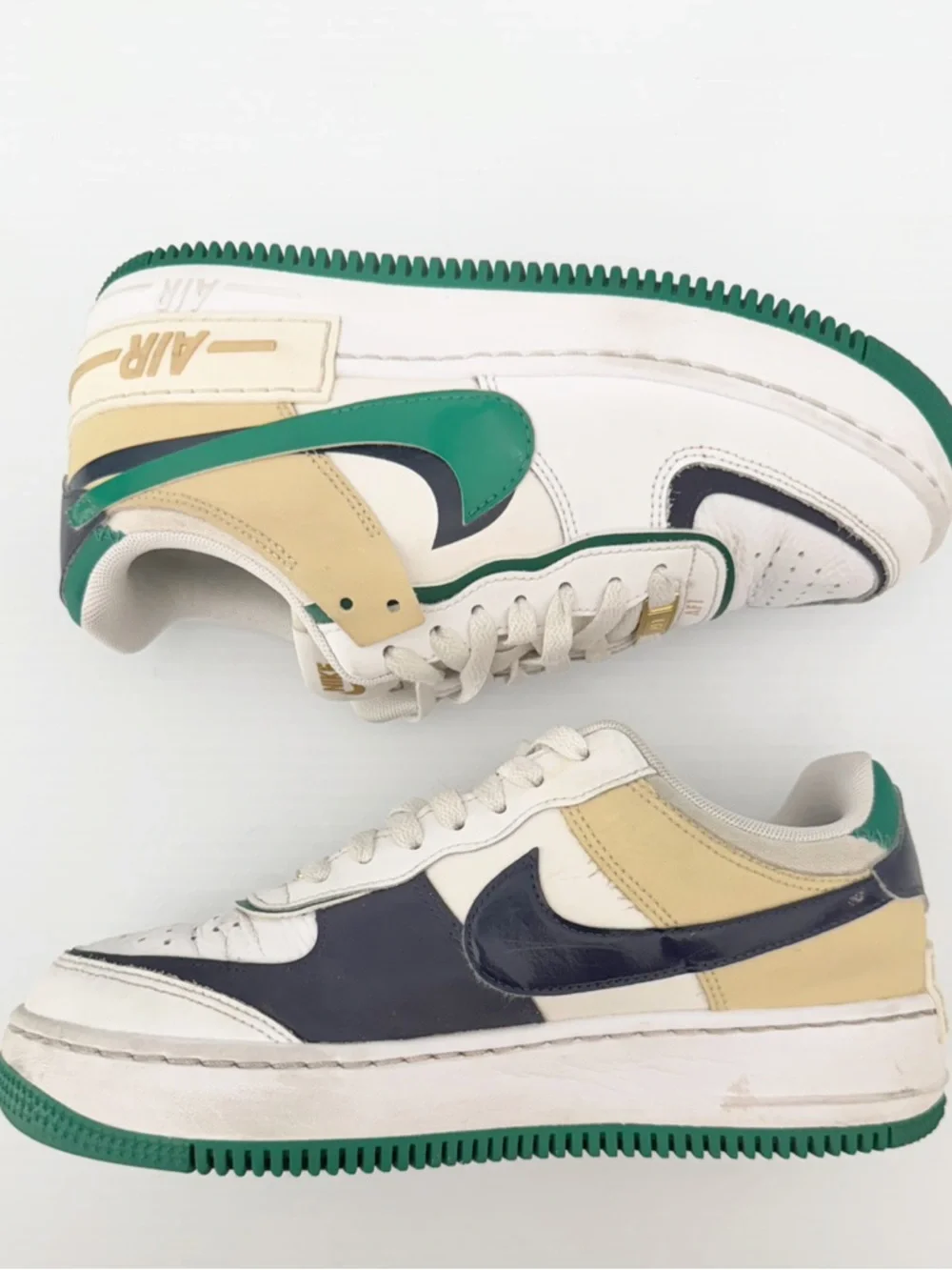 Nike Air Force 1 Shadow Women's Sneakers - White/Malachite/Sesame - 8